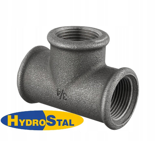 Trójnik Czarny 5/4 cal 1 1/4 Żeliwo Białe Złączka Hydrauliczna Stalowa