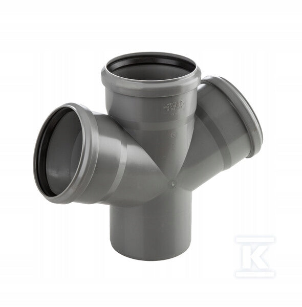 Czwórnik PP 110 mm 67st kanalizacja wewnętrzna szara