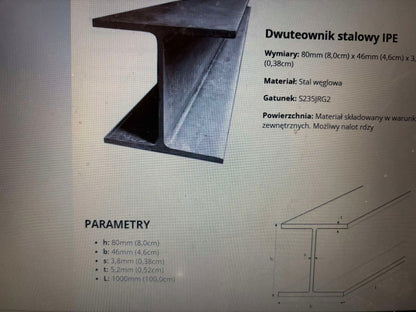 dwuteownik ipe 80 10cm