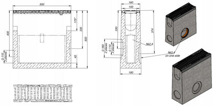Odwodnienie liniowe Studzienka Beton PRO DN150 H500 Osadnik Żeliwo D400
