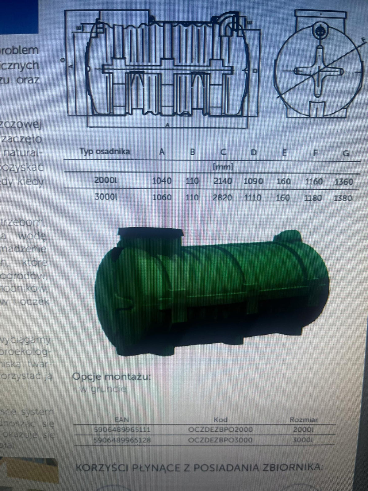 ZBIORNIK NA DESZCZÓWKE 2000l