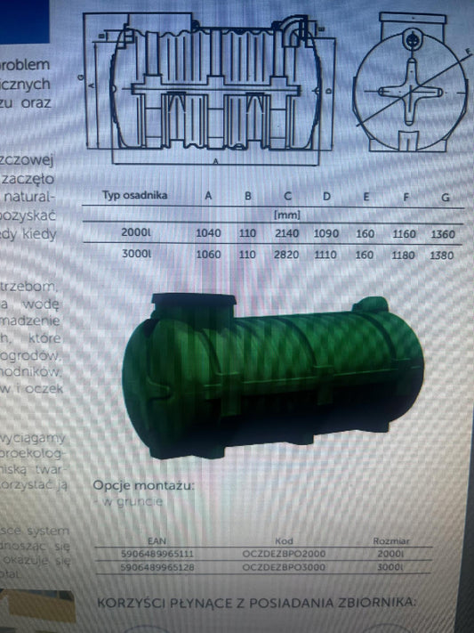 ZBIORNIK NA DESZCZÓWKE 2000l