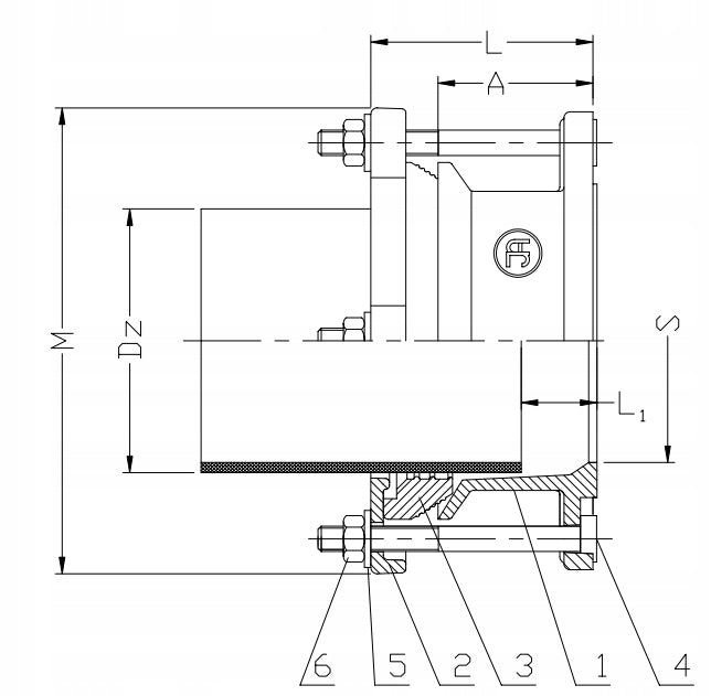 JAFAR Łącznik Rurowo-Kołnierzowy RK DN100 (106-132mm) Żeliwo Sfero PN16