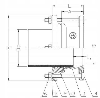 JAFAR Łącznik Rurowo-Kołnierzowy RK DN100 (106-132mm) Żeliwo Sfero PN16