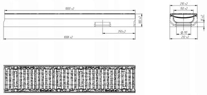 Odwodnienie liniowe Beton PRO DN150 H210 1m Rama Stalowa D400 Drogowe