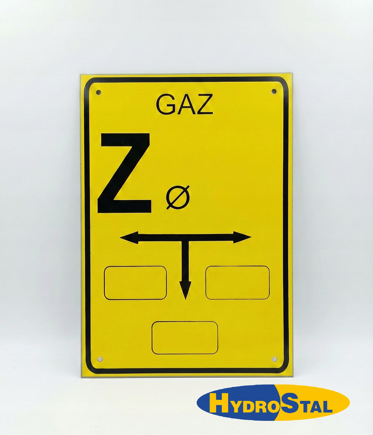 Tabliczka Orientacyjna do Zasuwy Gazowej Z Żółta Aluminiowa Informacyjna