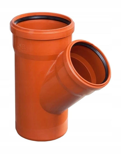 Trójnik do rur PVC 160/45° pomarańczowy zewnętrzny lity SN8